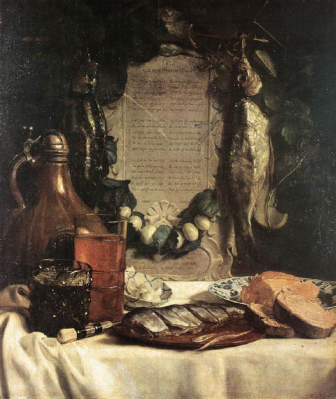 BRAY, Joseph de Still-life in Praise of the Pickled Herring df France oil painting art